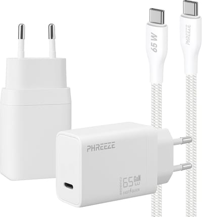 Phreeze usb C oplader 65w met usb C naar usb C kabel 1 meter - Power Delivery snellader - Geschikt voor laptop en telefoon