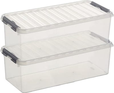 Sunware q-line opberg box/opbergdoos - 2x - 9.5 liter - 48 x 19 x 15 cm - kunststof - opslagbox