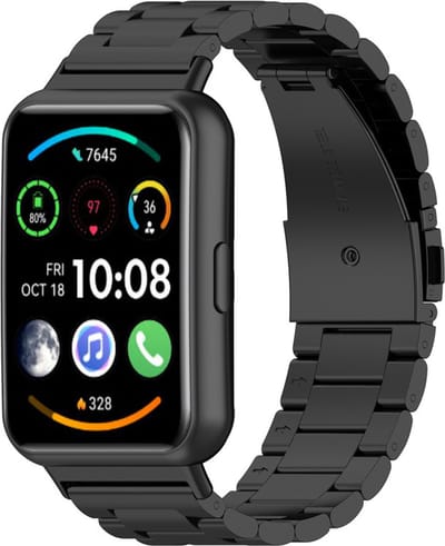 Stalen Smartwatch bandje - Geschikt voor Huawei Watch Fit 2 stalen band - zwart - Strap-it Horlogeband / Polsband / Armband