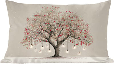 Sierkussens - Kussentjes Woonkamer - 60x40 cm - Lichtboom - Winter - Kerst - Meerkleurig