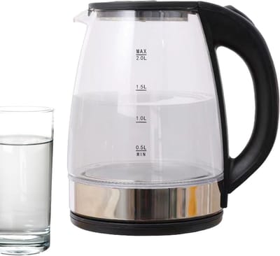 Glazen Waterkoker - Elektrische Ketel - Snel Water Koken - Automatische Uitschakeling - 2 Liter Inhoud - Transparant