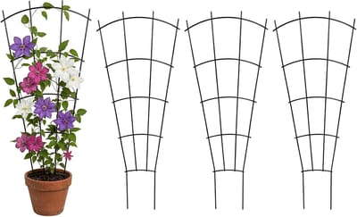 Famanu – 4-pack metalen plantenrek voor binnen en buiten, 82 cm hoog, ideaal voor klimplanten en bloemen, zwart