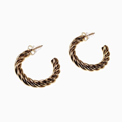 ∅30mm x 5mm Gedraaide Oorringen Dames - Stalen Goudkleur - Retro Oorbellen Trend