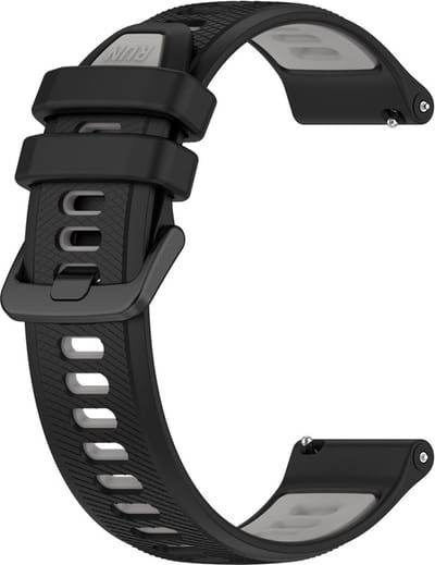 Siliconen bandje - geschikt voor Garmin Venu (2 Plus) / Venu SQ (2) / Vivomove (Style - Sport) / Vivoactive 3 / 5 / 6 / Forerunner 55 / 165 / 245 / 645 / 570 - 42mm - zwart-grijs