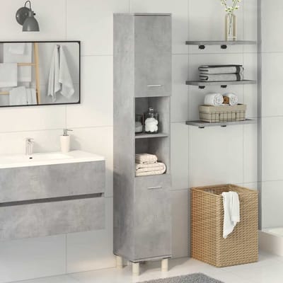 vidaXL - Badkamerkast - 30x30x179 - cm - spaanplaat - betongrijs