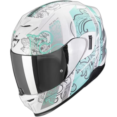 Scorpion EXO-520 EVO AIR FASTA White-Light blue - Maat S - Integraal helm - Scooter helm - Motorhelm - Blauw - Scooterhelmen mannen en vrouwen.