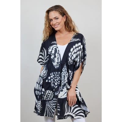 DIDI Kaftan Yassina In Black With Shell Symphony Xxl Print Maat: OS | Jurken Outlet | Dames | Zwart