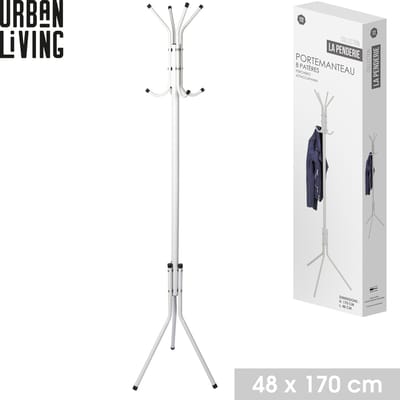 Urban Living Kapstok - Wit - Metaal - 8 ophanghaken - 48 x 170 cm - Staand model