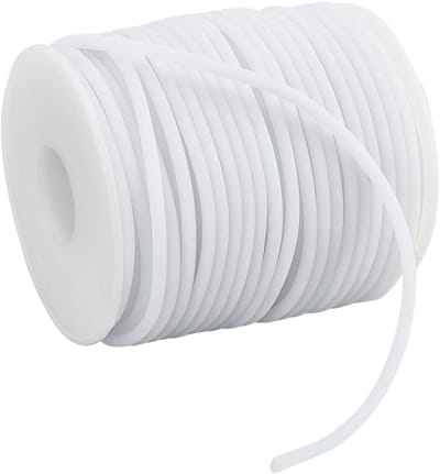 32.81 Yards massief rubberen koord, 3mm wit plastic touw holle rubberen slang koord rond elastisch koord kralen knutseldraad stretch string voor doe-het-zelf ambachtelijke maken