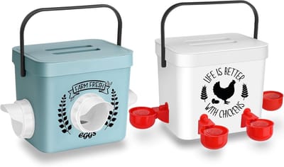 Kippenvoer en waterer - Gevogelte set - Voederen en drinken - Automatisch zonder afval - 45 kg 2 gallon