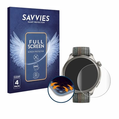 Savvies - Screenprotector voor Huami Amazfit Balance - Folie Beschermfolie transparant volledig dekking 4 Stuks