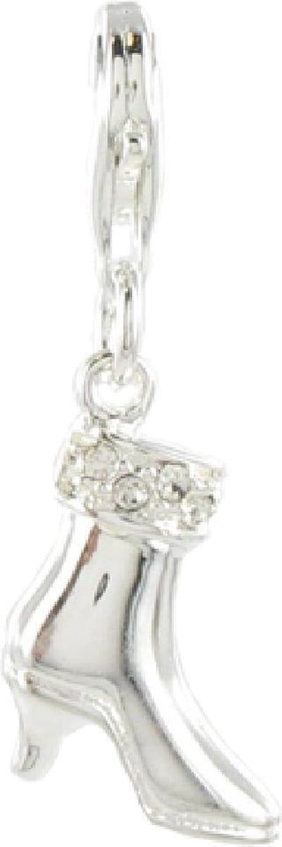 Quiges – 925 - Zilver – Charm - Bedel - Hanger - 3D Schoen Laars met Zirkonia - met – sterling - zilver - karabijnslot - geschikt - voor -Bedelarmband HC110