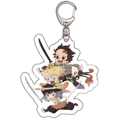 Anime Demon Slayer Acryl Sleutelhanger Tanjiro Kamado Nezuko Zenitsu Agatsuma Inosuke Hashibira Hanger Bedel 4 STuks Verzameling Mooi Cadeau 55mm gray
