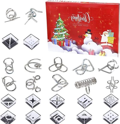 Adventskalender met 12 Labyrintdozen en 12 Metaalpuzzels voor Kinderen, Perfecte Kerstcadeaus en Puzzels voor Jongens en Meisjes, Leuk voor Tieners en Gezinsactiviteiten