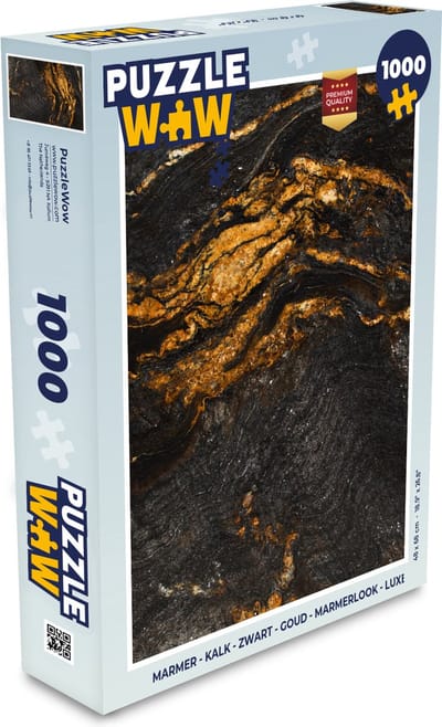 Puzzel Marmer - Kalk - Zwart - Goud - Marmerlook - Luxe - Legpuzzel - Puzzel 1000 stukjes volwassenen