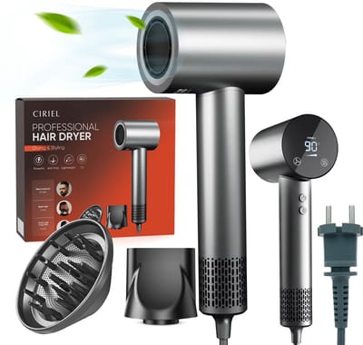 Ciriel CurlTouch™ Pro - Föhn met Diffuser - Krullen - 110.000RPM - Ionische Haardroger met Borstel - 3 Standen - 2 Opzetstukken - Reisföhn - Sèche Cheveux - Krul Feun Set - Haarföhn met Defuser - Hair Blow Dryer - Kappersfohn - Touchscreen