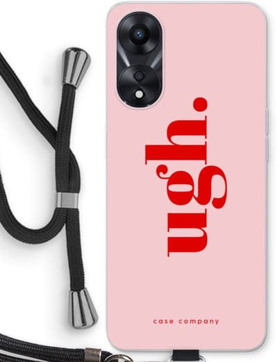 Case Company® - Hoesje met koord geschikt voor Oppo A78 5G hoesje met Koord - Ugh - Telefoonhoesje met Zwart Koord - Bescherming aan alle Kanten en Over de Schermrand