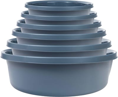 KADAX Matte plastic wasbak, kunststof kom, ronde spoelbak, robuuste waskom, huishoudwaterkom voor badkamer, multifunctionele kuip (donkergrijs, 14 liter)