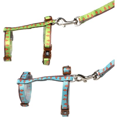 Duvoplus - Uitlaatriem Voor Dieren - Knaagdier - Konijn Wandelset Rabbit Face 25-45cm/10mm - 120cm/10mm Rood/bruin - 1st