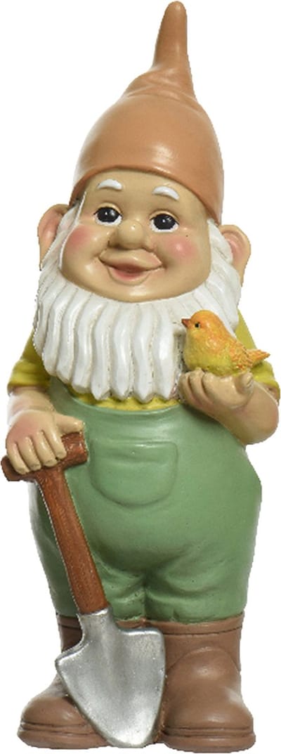 Decoris tuinkabouter met schep - kunststeen - H29 cm