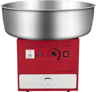 Elektrische Suikerspinmachine voor Commercieel Gebruik (1000 W) met 52 Cm Roestvrijstalen Kom, Suikerschep En Lade - Ideaal voor Kinderfeestjes, Feestjes In Het Rood