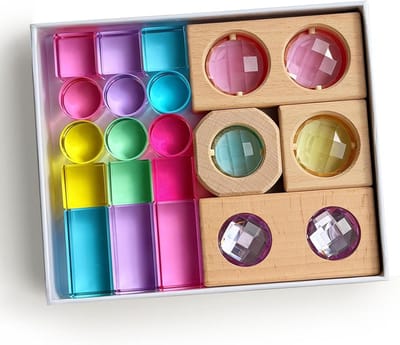 Acryl Bouwstenen Set - Lichtgevende Blokken - Creatief Spelen - Regenboog Kleuren - 19 Stuks - Multicolor
