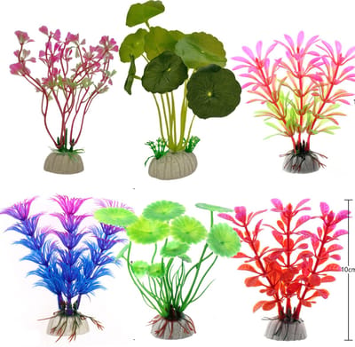 Set van 6 Kunstplanten voor Aquarium of Terrarium - Nep plantjes geschikt voor water en vissen - Laag/klein 10-15CM