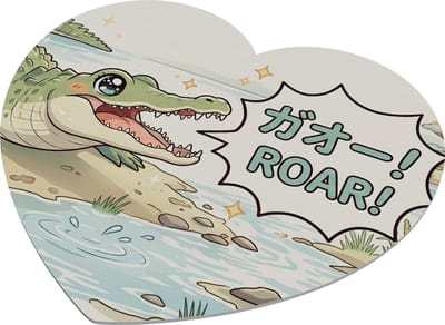 Kawaii Krokodil Muismat Hartvormig - Schattige Groene Krokodil met Grote Anime Ogen en Roar Tekst - Manga Stijl Dieren Hartje Computer Accessoire voor Gamer of Kantoor Werkplek - Cadeau voor haar: Vriendin & Collega - Kawaii Series