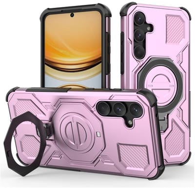 Hoesje geschikt voor Samsung Galaxy A55 | Compatibel met MagSafe / Qi2 | 360° Draaibare Magnetische Standaard | Back Cover Kickstand Ring | Roze