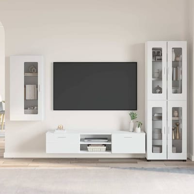 vidaXL Tv-meubelset met lade met plank FLORIN 3 pcs Wit Bewerkt hout