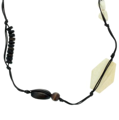 Behave - Houten kralen ketting - Zwart naturel - Bohemian stijl - 180 cm