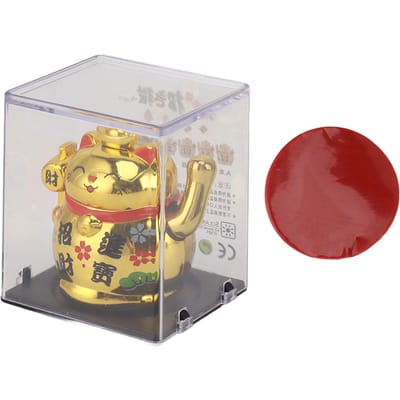 Gelukskat Ornament Huishouden 2 Inch Zonnepaneel Sensing Geluk Fortune Kat Beeldje voor Tafel Plank goud