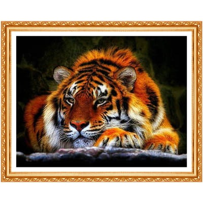 Diamond Tiger volledige ronde DIY diamant borduurwerk kruissteek Strass handwerk dierenmuur kunst 20X30CM brown