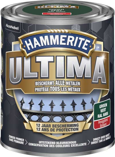 Hammerite Ultima - Groen - 0,75 l - Hoogglans - 7,5 m²/l - Afwerkingslaag