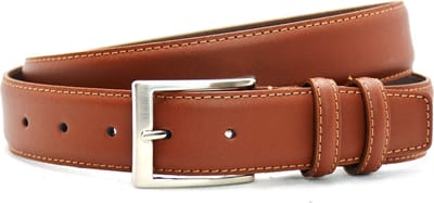 Heren Riem volnerf Leer Cognac - 3.5 cm Breed - Broekriem - Nette Riem - Cognac Pantalon Riem - Maat: 115 / Totale lengte riem 130 cm - Echt Leer