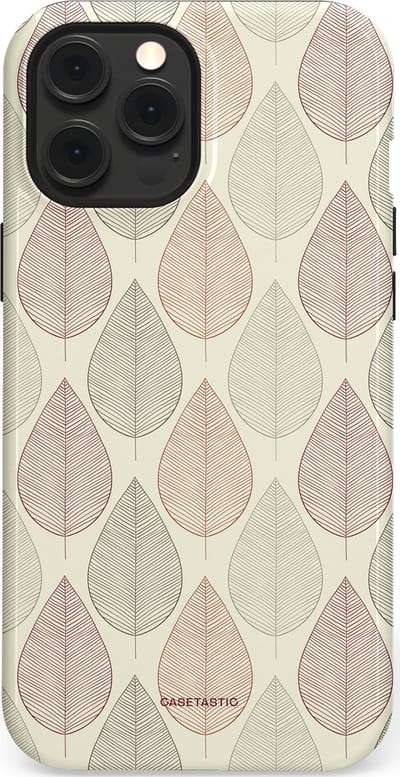 Casetastic hoesje geschikt voor Apple iPhone 12 Pro Max - MagSafe - Dubbellaagse bescherming - Botanisch retro bladeren dans - Fashion Case - Crème