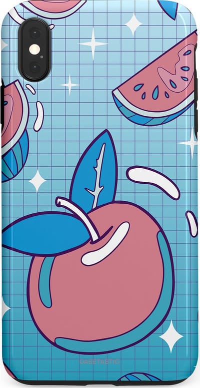 Casetastic Hoesje Geschikt voor Apple iPhone Xs Max - Stijlvolle Beschermende Duo-layer Case - Fruitige appel ruitjes
