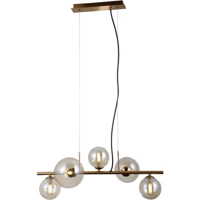 Italux Canello Hanglamp Messing Amber Bollen 5x G9 Glamour