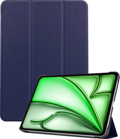 Hoesje Geschikt voor Apple iPad Air 6 (2024) - 11 inch - 6e Generatie - M2 - Dun & Stevig - Trifold Bookcase - Hard Cover - Hardcover Book Case - Tablet Hoes - Donkerblauw