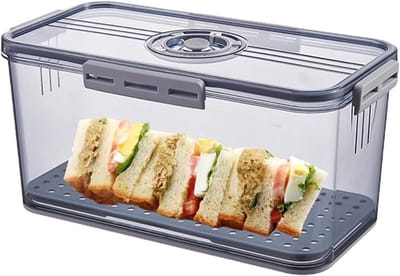 Broodbak - Broodtrommel Bewaardoos - Brood Vers Houden - Luchtdicht Met Ventiel - 335 x 185 x 12 cm - Grijs