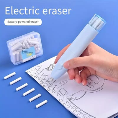 Livano Elektrische Gum - Doezelaar - Electrische - Electric Eraser - Roze + 2x Donkerblauw