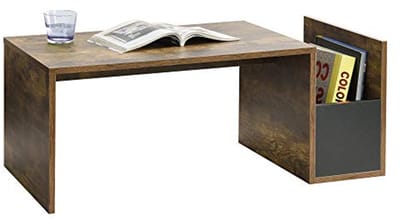 Moderne salontafel met opbergvak 90x45x35 cm in eiken en zwart