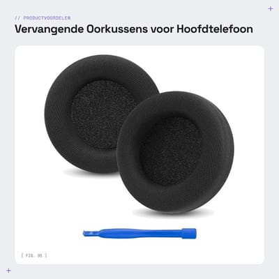 Dailygoods - Vervangende Oorkussens voor Hoofdtelefoon (Mesh Stof/Zwart)