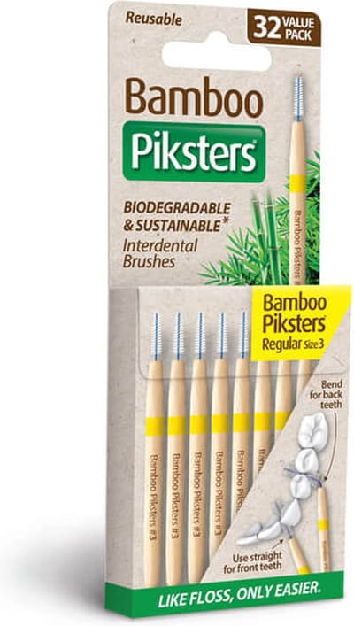 Piksters Bamboe Rechte Ragers - Maat 3 - Geel - 32 stuks