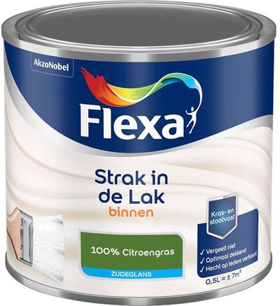Flexa - Strak In De Lak Binnenlak Zijdeglans - 100% Citroengras - Mengverf - 500 Ml