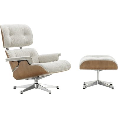 Vitra Lounge Chair & Ottoman - VitraKirscheNatur - gepolijst - Nubia crème/zand