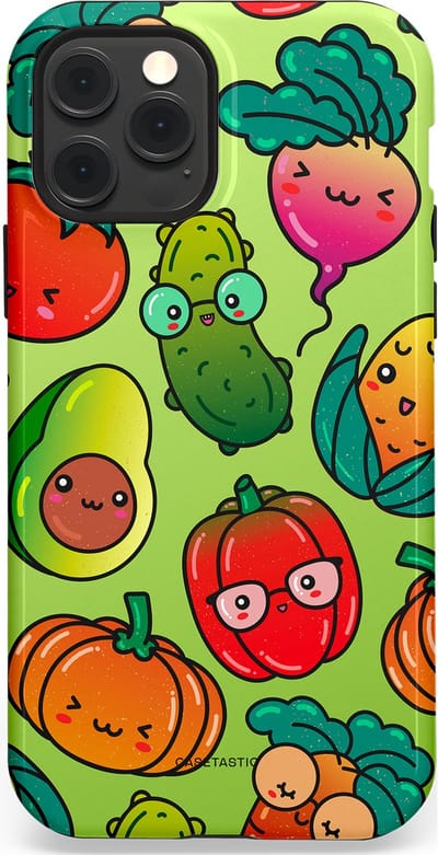 Casetastic Hoesje Geschikt voor Apple iPhone 12/12 Pro Magsafe - Stijlvolle Beschermende Duo-layer Case - Cartoon Groente Mix