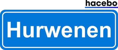 Hacebo - Plaatsnaam Sticker - 29x10 CM - Hurwenen sticker - Verkeersborden sticker - grappige cadeaus - Hurwenen
