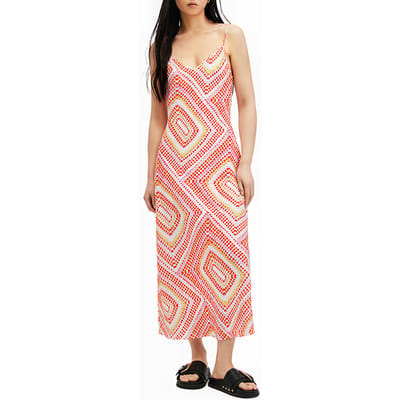 AllSaints Bryony Luisa Dress Blood Orange Größe: 6 | Midikleider Outlet | Damen | Orange