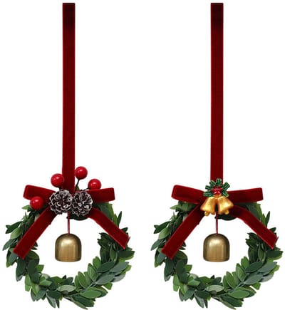 2 stuk - Kransen - Kerstkransen - Hangende decoraties voor kerstbomen, deuren of ramen - Geschikt voor traditionele feestelijke gelegenheden - Kerstversieringen - Rode bessen + groen blad - Met belletjes - Groen